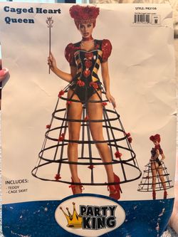 Queen Red Caged Heart Women’s Costume Size Med with Wig