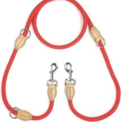 Dog Lead Splitter Red Double Leash Two Dog Leashes Nylon Adjustable Long Short Dog Training Leads