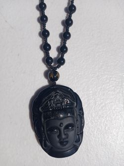 Obsidian Buddha Necklace