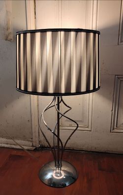 Table Lamp with Striped Drum Shade height 30 in