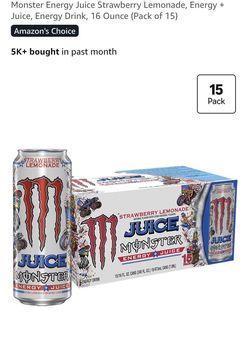 Monster Juice Strawberry Lemonade 15-Pack 16oz Cans