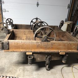 Antique Industrial Cart Coffee Table 