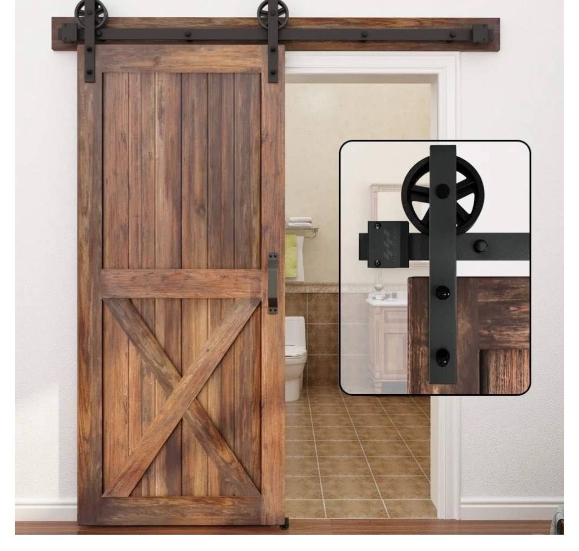 5-16FT Single Wood Sliding Barn Door Hardware