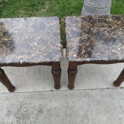 Two End Tables Marble Looking Good Condition 