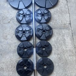 Standar Weight Set 1 Inch 110 Lbs- New Bar+ Clips 