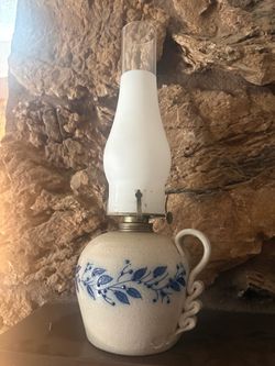 Salmon falls stoneware pottery oil lamp