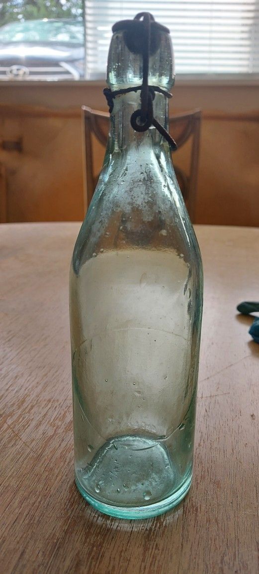 Early Antique Vintage Blob-flip Top Stopper Soda Bottle Or Medicine Bottle Inscribed  (EHE  Co. 1)  Or   (CHE  Co 1)