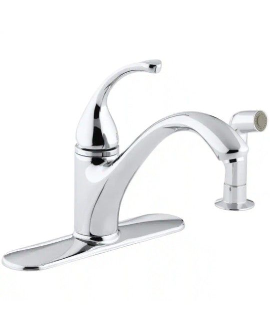 KOHLER Forte Single-Handle Standard Kitchen Faucet with Side Sprayer in Polished Chrome #3121