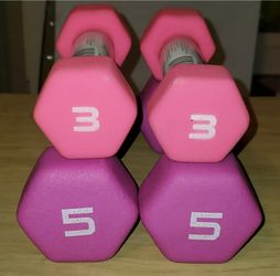 Set of 4 Dumbbells Pair of 3 lb & 5 lb CAP Neoprene Workout Weight FAST SHIPPING