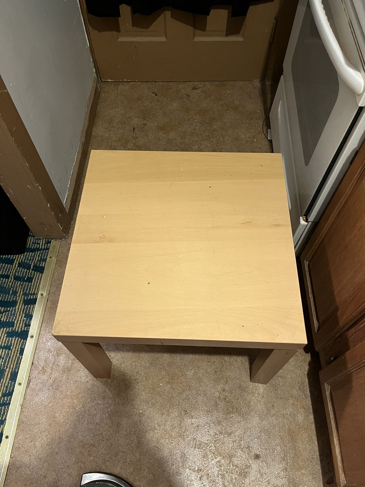 3’ X 3’ Wooden Table. Legs Screw Off For Easy Storage.
