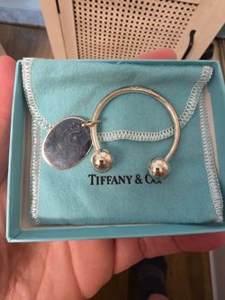 Tiffany & Co. Sterling Silver Heart Tag Key Ring w/ Box & Pouch