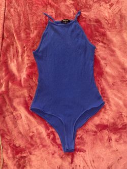 Blue Ribbed Bodysuit - Size Small