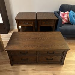 Solid Wood Matching Coffee Table and Side Table Old Cannery