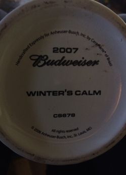 2007 Budweiser's collector stein addition winters COM number CS678