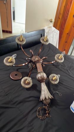6-Arm Bronze Chandelier with Candelabra Sockets