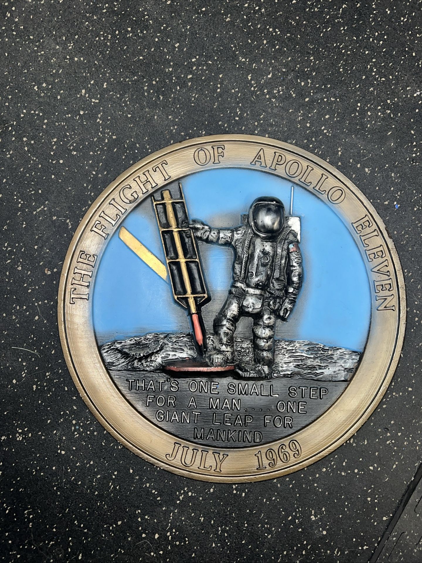 The Flight Of Apollo Eleven Plaster Plaque - 1969 - 15”