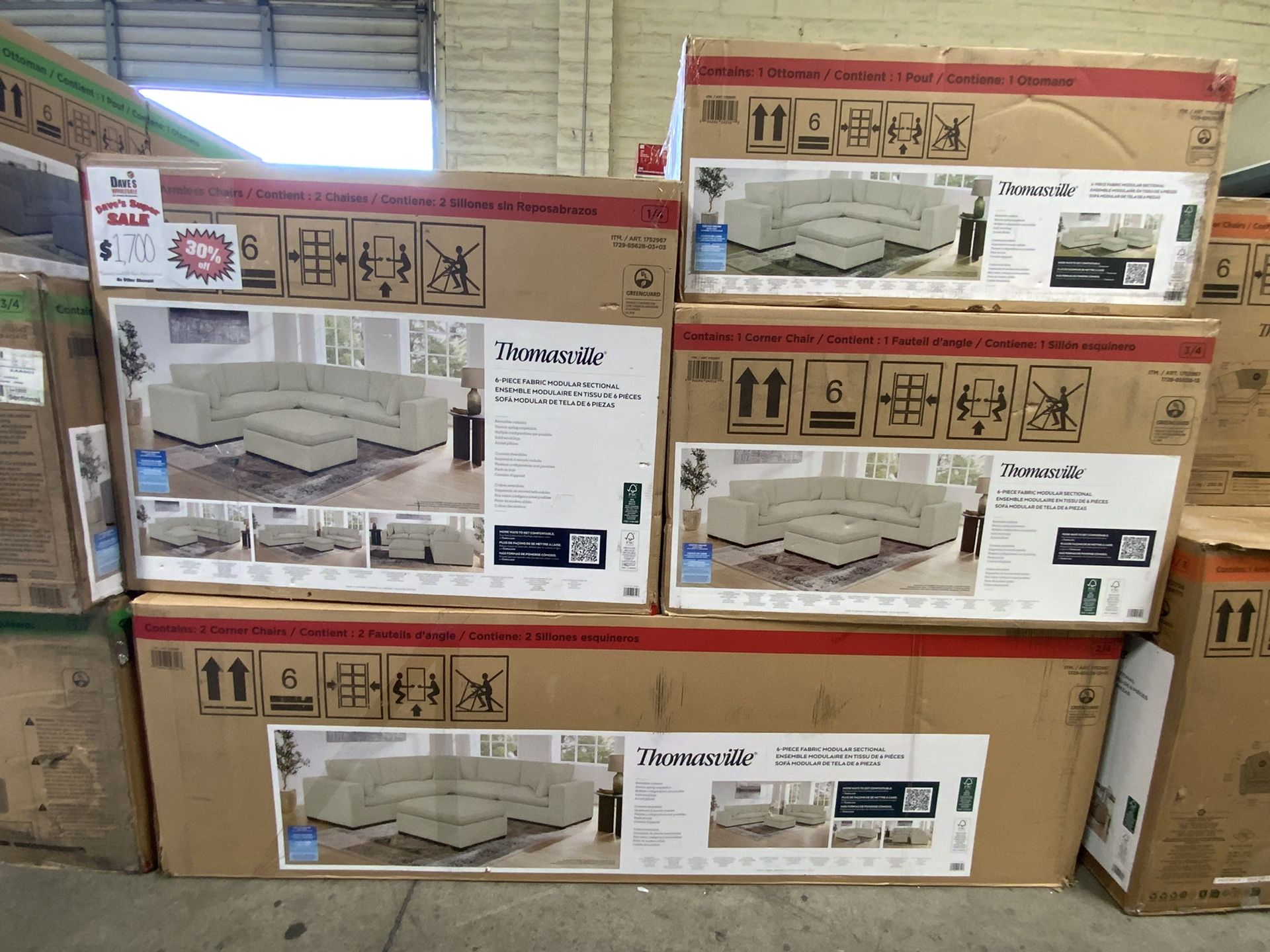 Thomasville Lowell 6PL Fabric Modular Sectional