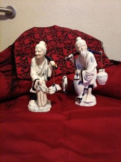 Pareja  De Abuelos  Pescando  12×3 