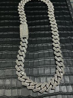 New Heavy 18mm Moissanite Baguette Cuban Link Chain Pass Diamond Tester