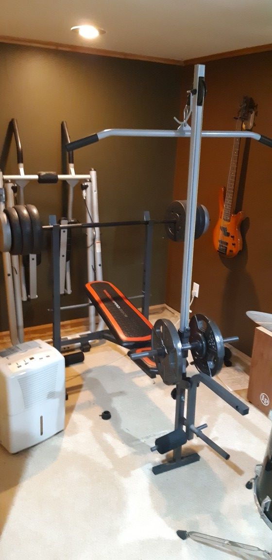 Bench set, LAT pulldown, leg press all in one with 150lbs
