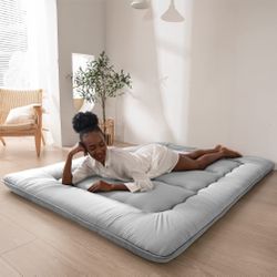 FULL 4”Japanese Floor Mattress Futon Mattress, Thicken Daybed Sleeping Pad Foldable Roll Up 