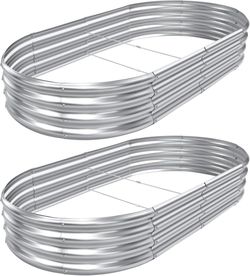 AHEONLAR 2-Pack Oval Raised Garden Bed 8x4ft