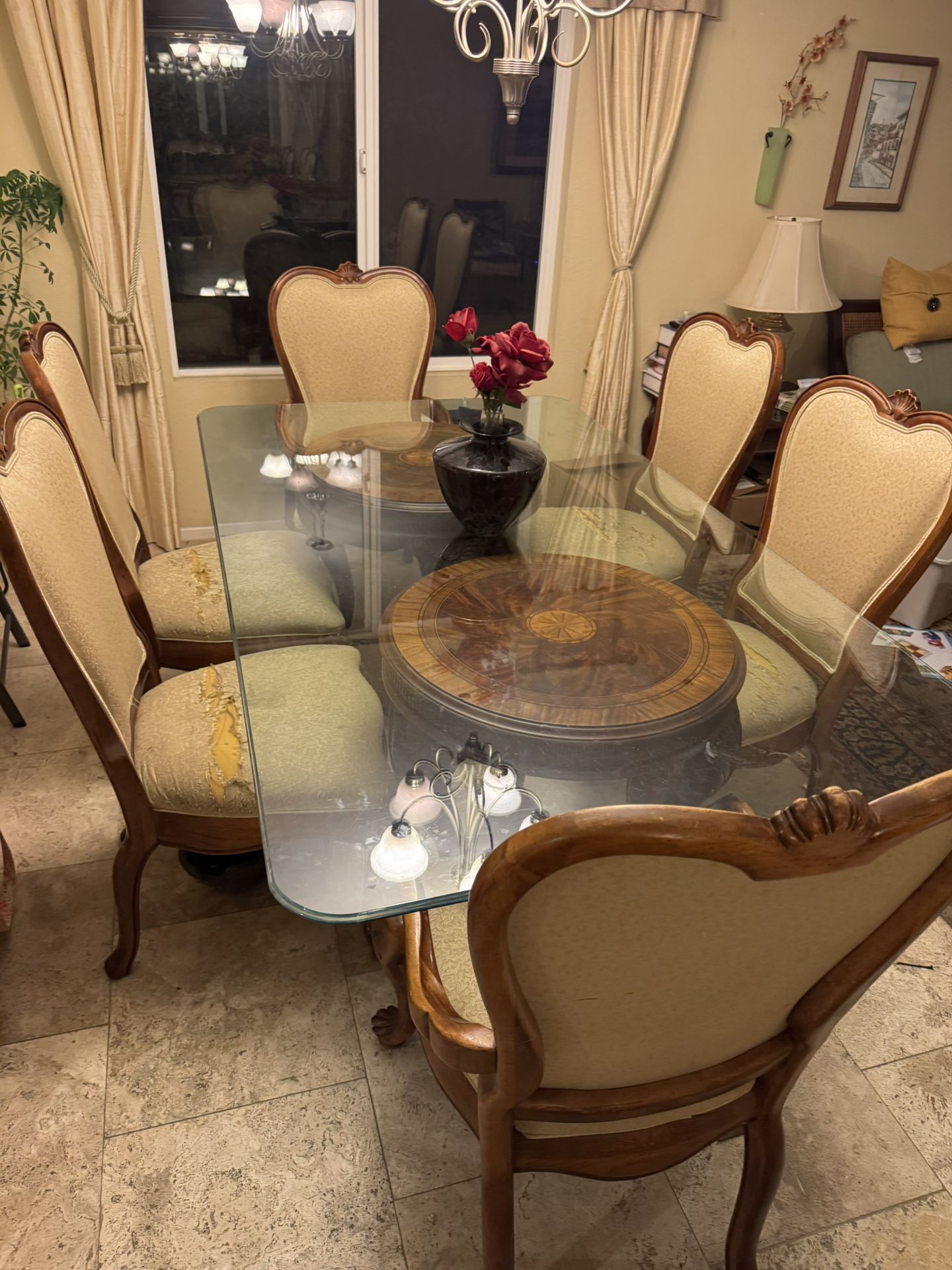 Glass Top Dining Table With 6 Chairs