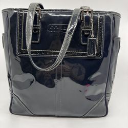 Coach Navy Patent Medium Tote