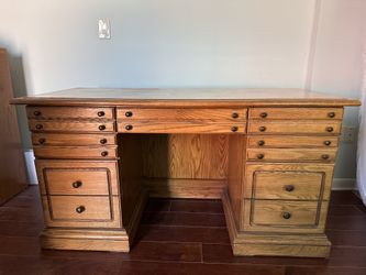 Large solid oak desk