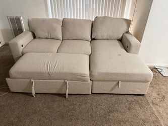 Beige Sectional Sofa with Storage Chaise