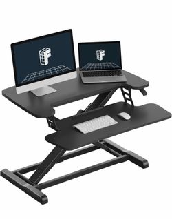 FLEXISPOT Standing Desk Converter 28" Desk Riser for Small Spaces, Compact Desktop Riser Sit Stand Computer Workstation, Stand Up Desk Converter for L
