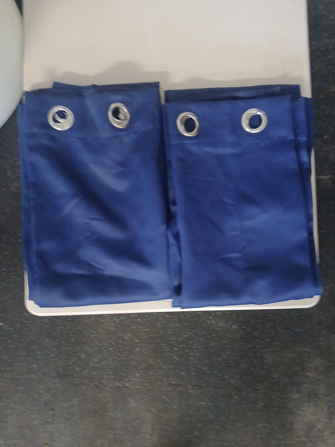 2, 8ft blue black out curtains