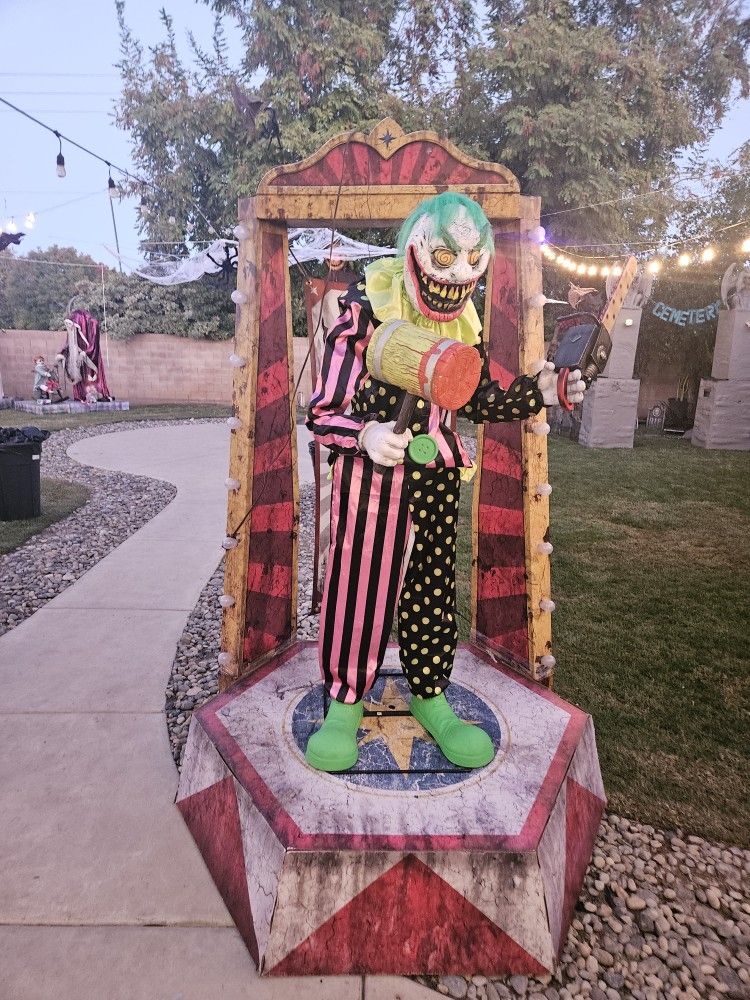 clowns on display stands