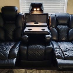 Used 3 Seat Leather Dual Power Reclining Sofa 