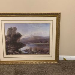Landscape In Wood Frame Painted Gold