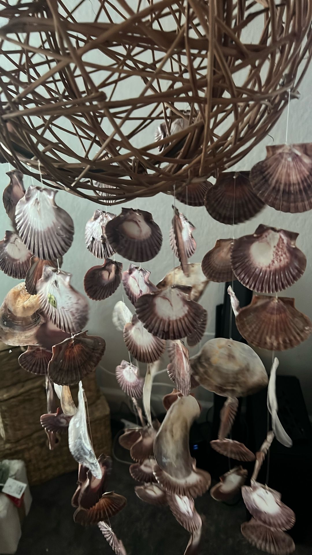 Seashell Natural Wicker Ball Wind Chime