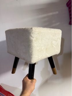 Fuzzy White Stool