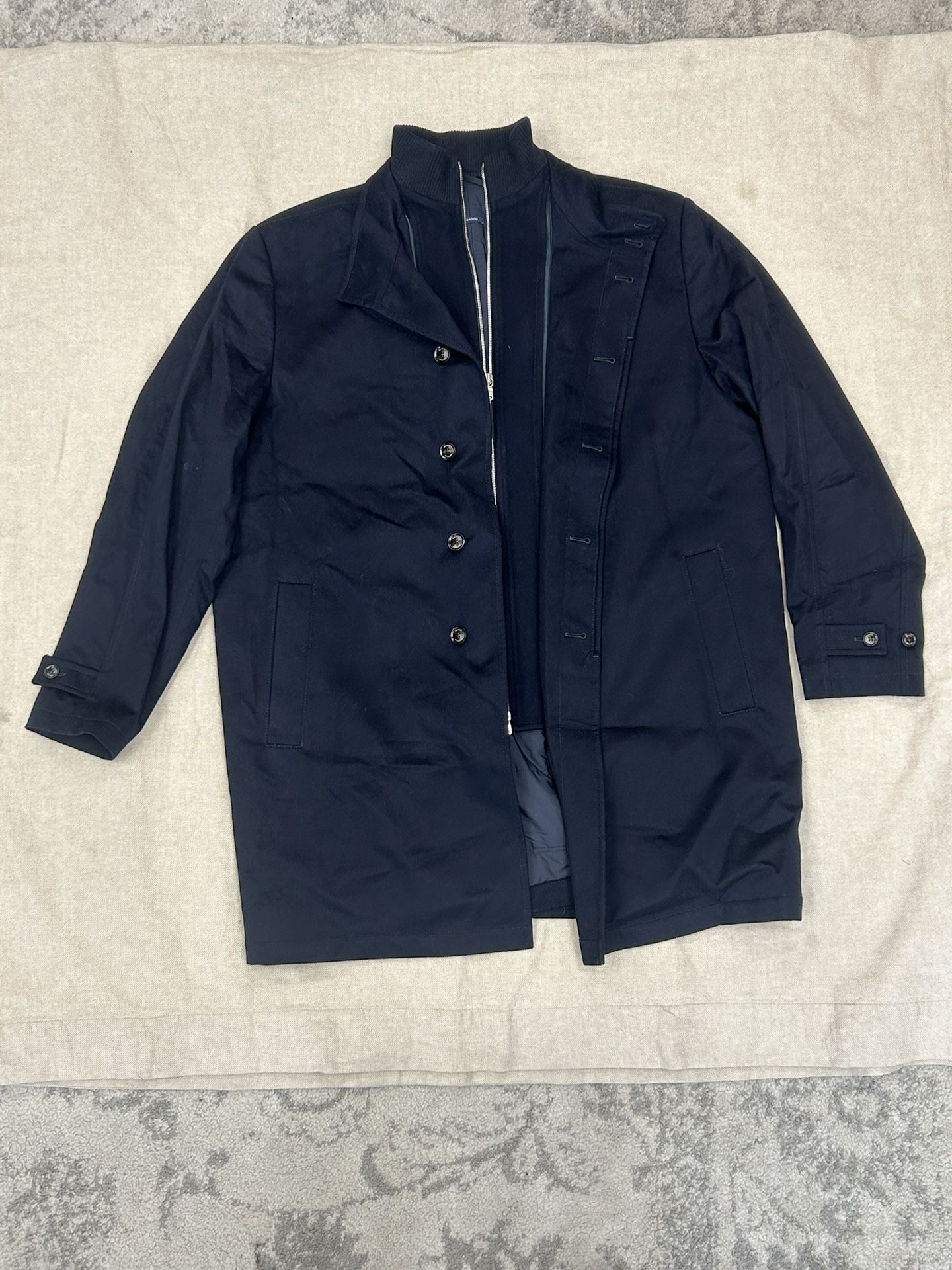 Peter Millar Coat Mens Black Loro Piana Storm System Wool Sport Fabrics 2XL