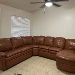 Sattle Brown Leather Couch