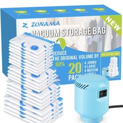 Brand New Vacuum Storage Bags 20 Pack includes Free Electric Pump (still sealed in box !)