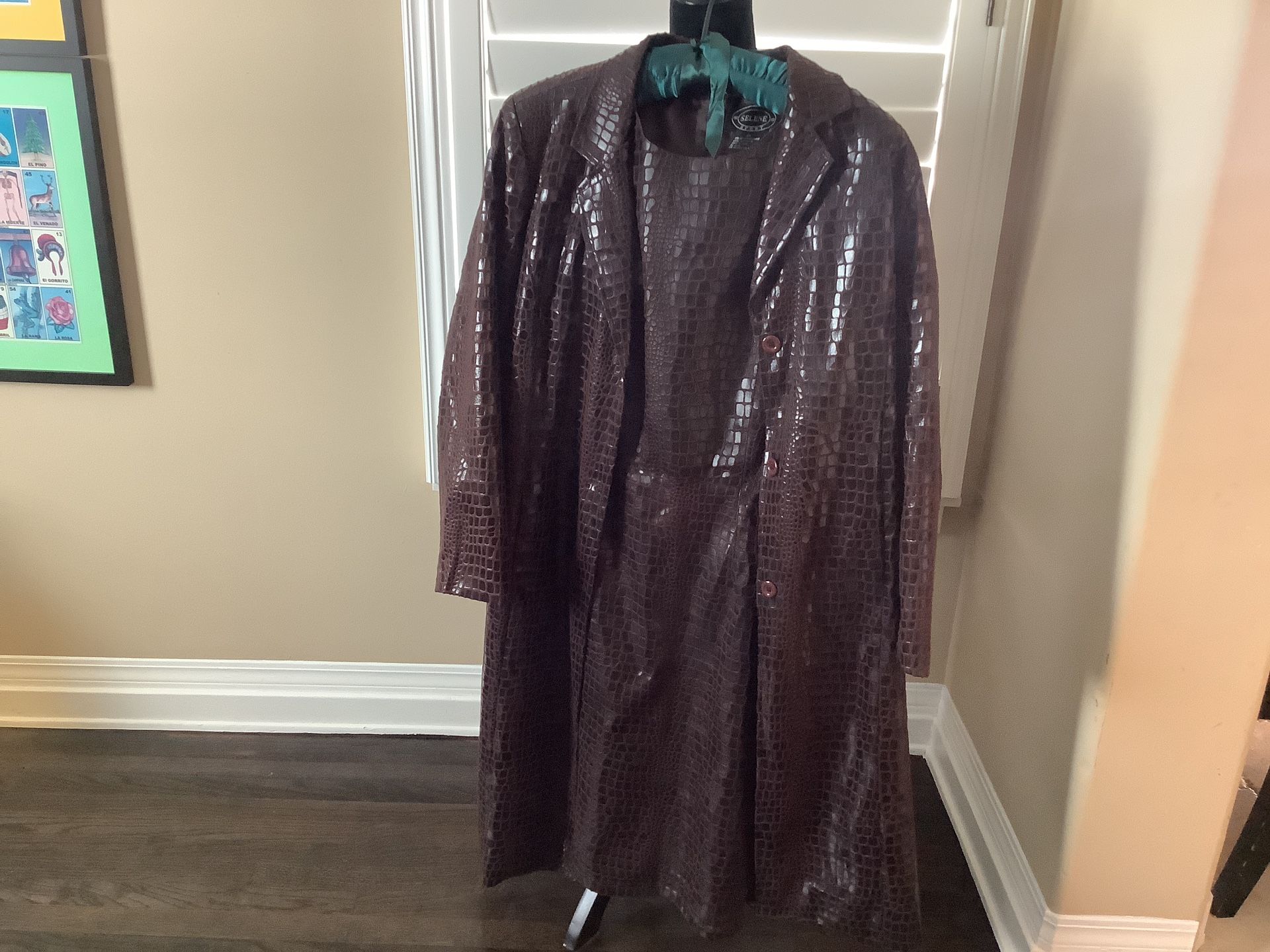 SELENE SPORT Brown Faux Crocodile Blazer Jacket 1X & Dress 2X MINT CONDITION PLEASE NOTE COAT IS 1X AND DRESS IS 2X