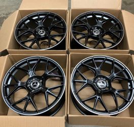 19” Staggered Matte Black Wheels For Mercedes Brand New 4X Set S Class E Class C Class 