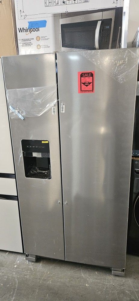 Brand New Open Box Whirlpool Stainless Steel Side By Side Fridge