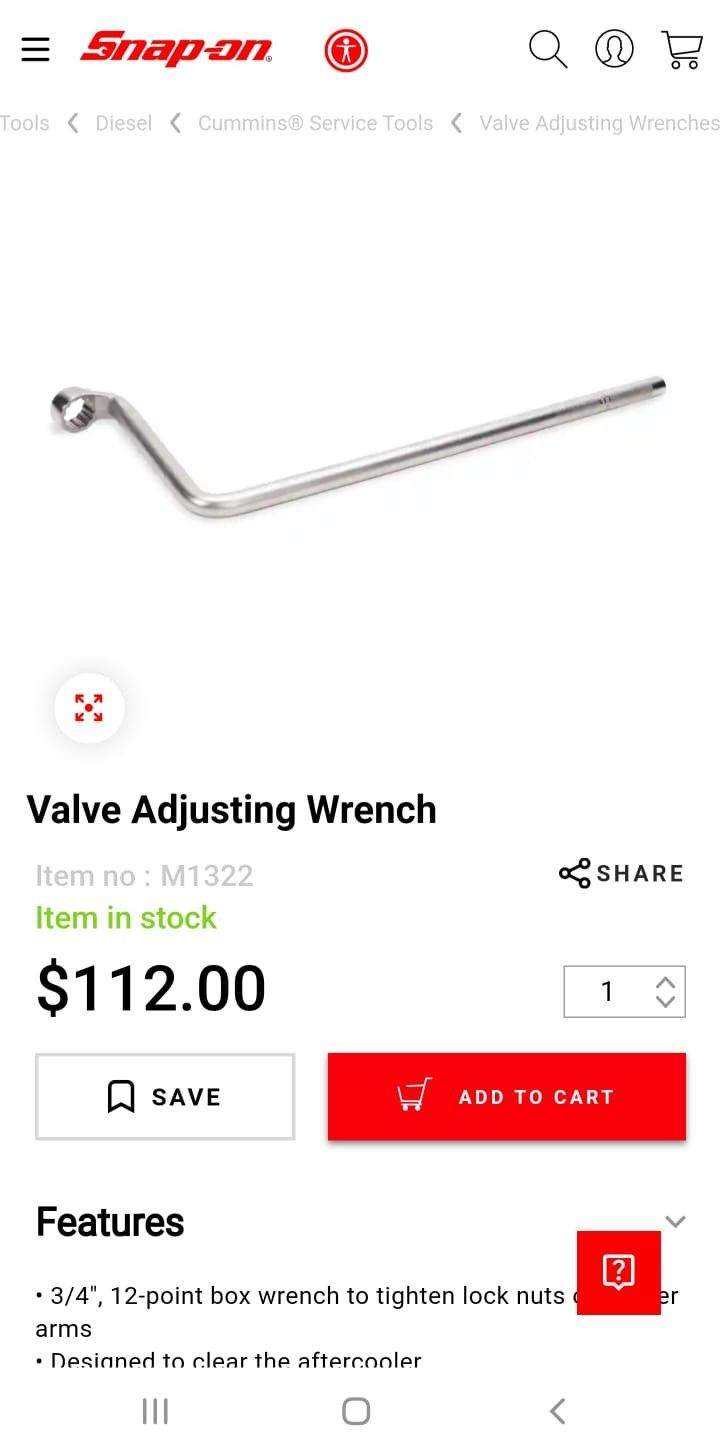 Snap-On Tools Valve Adjusting Wrench