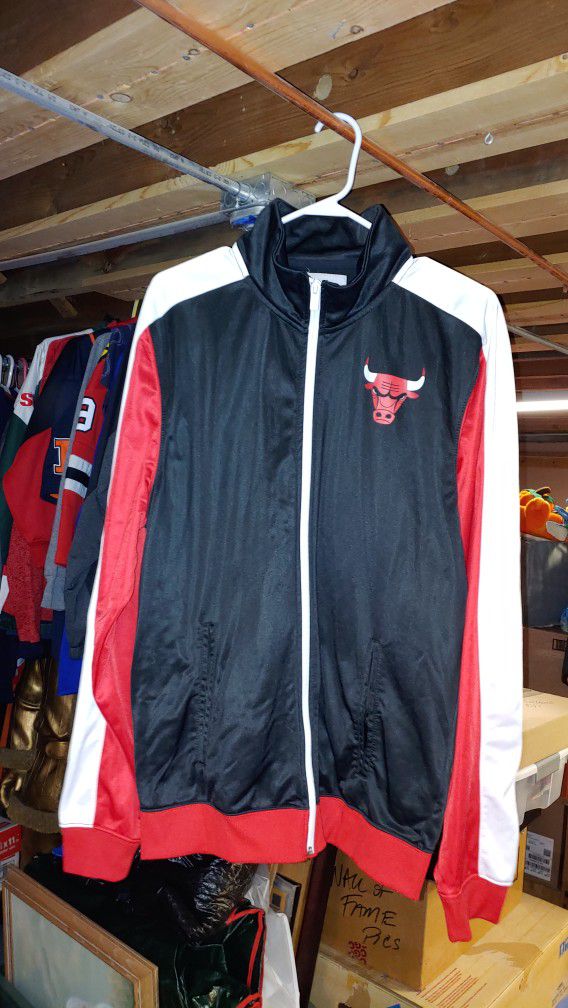 Chicago Bulls Black Red And White Stitched Sweat Jacket