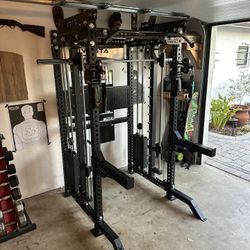 PRO SERIES Ultimate 3-1 Half Rack Functional Trainer w/Smith Machine Bar | 400lb Stack | Gym Equipment | Fitness | Commercial | Squat Rack  
