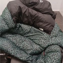 Supreme North Face Puffer Jacket Xl Green Print Real