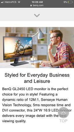GL2450-B - Grade A - 24" Widescreen Monitor Gl2450-B for Sale in Alameda, CA -