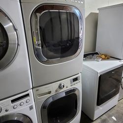 LG Front Loading Washer And Stackable Gas Dryer Set 