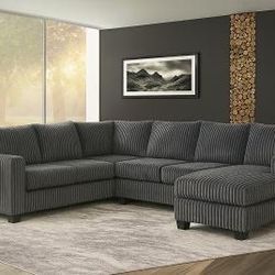 Dark Grey Sectional Sofa Couch 